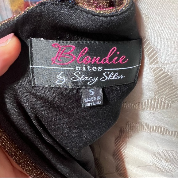 Prom Formal Dress Gown Bodycon Bronze Pink Shimmer by Stacy Sklar - Picture 13 of 13